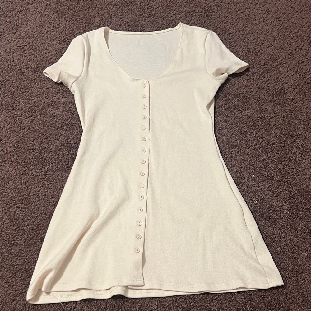 Cream Button-Front Dress